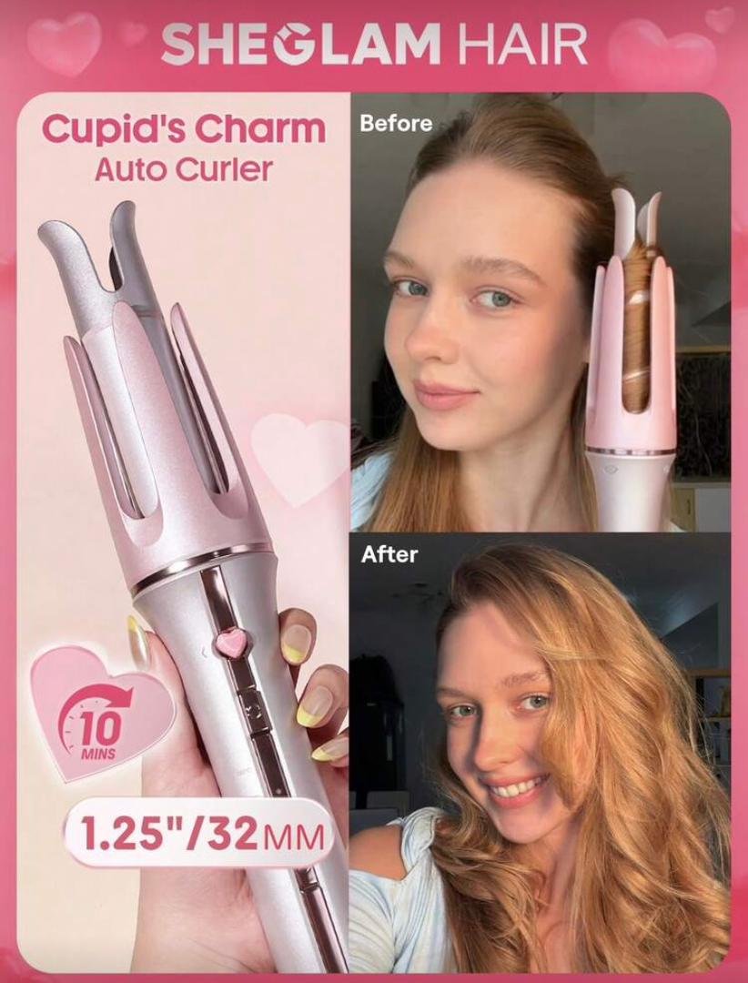 WhatsApp Image 2026-02-19 at 5.48.58 AM HAIR Cupid's Charm One-Touch Instant Curler,Pink Automatic Curling Iron 25mm - الصورة 1